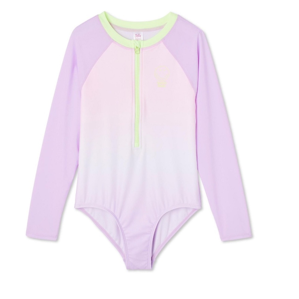 NWT Justice Girls' 10 Medium Justice Long Sleeve Rash Guard 1-Piece
